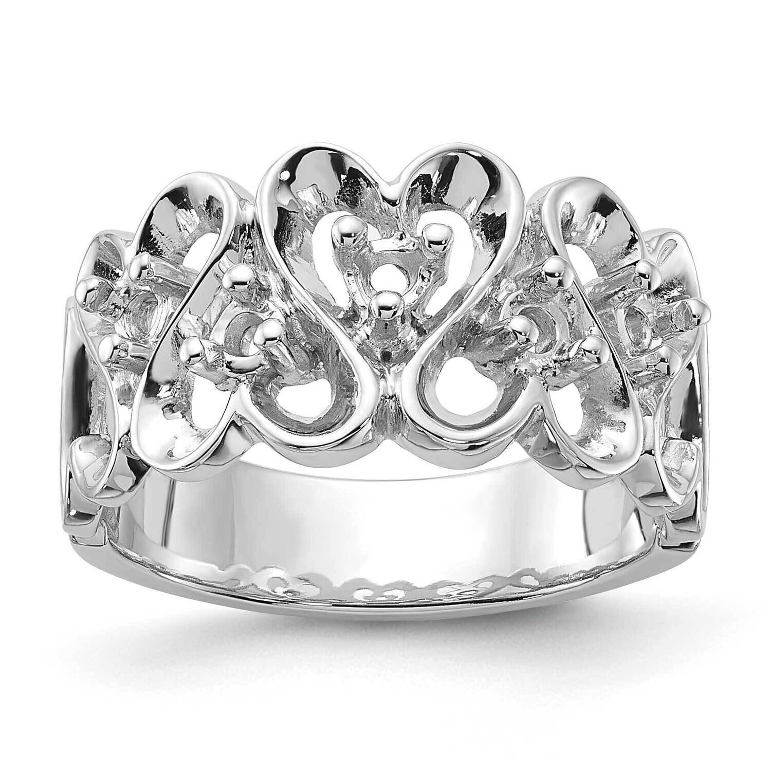 Polished .30ct. Diamond Heart Ring Mounting 14k White Gold Y1736, MPN: Y1736,