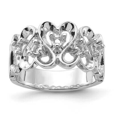 Polished .30ct. Diamond Heart Ring Mounting 14k White Gold Y1736, MPN: Y1736,