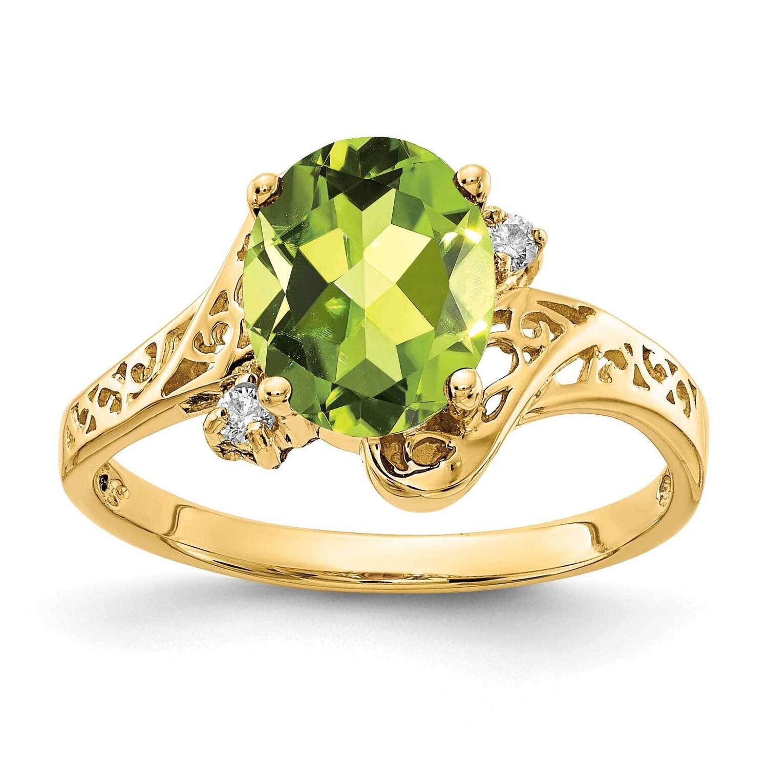 9x7mm Oval Peridot Diamond Ring 14k Gold X6107PE_AA, MPN: X6107PE_AA, 883957535760