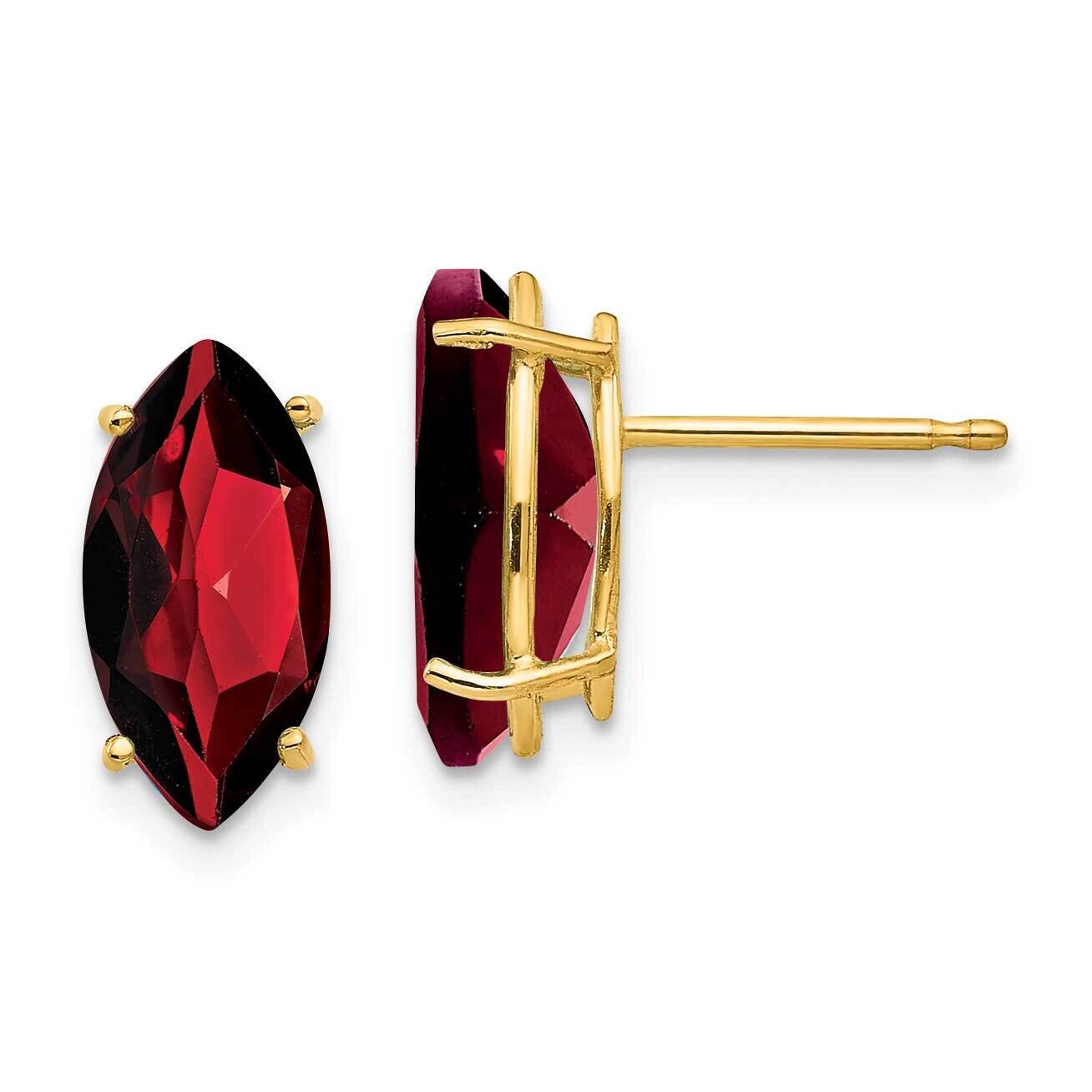 Garnet Diamond Marquise Stud Earring 14k Gold XE105GA