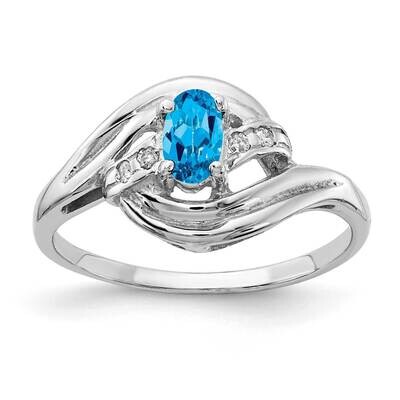 Blue Topaz Diamond Ring 14k white Gold 5x3mm Oval X9723BT/A, MPN: X9723BT/A, 883957640051