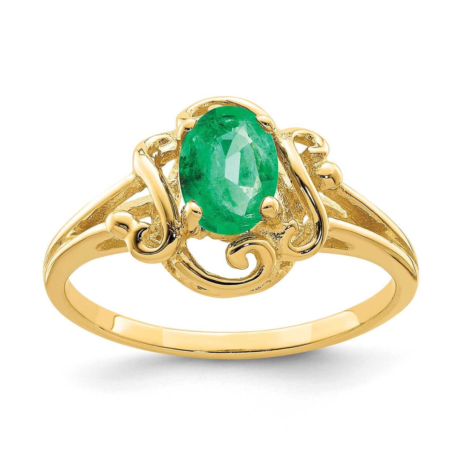 Emerald Ring 14k Gold 7x5mm Oval Y2227E