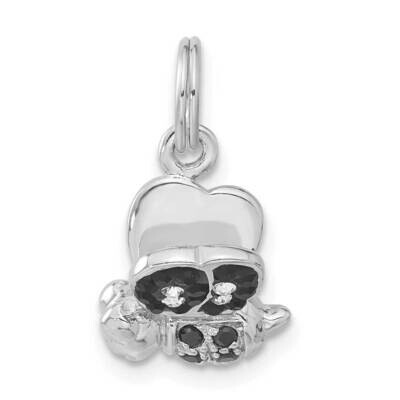 Enameled Bee with CZ Charm Sterling Silver QC4060
