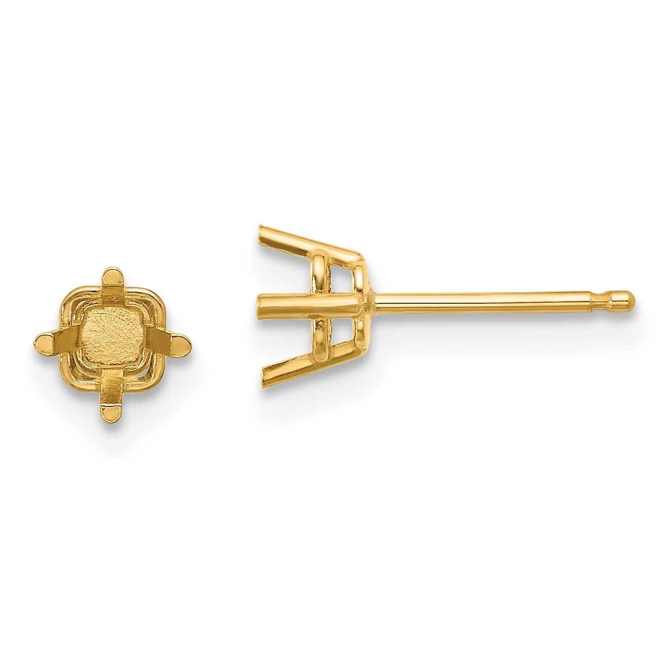 4mm Square Earring Mountings 14k Gold XE60