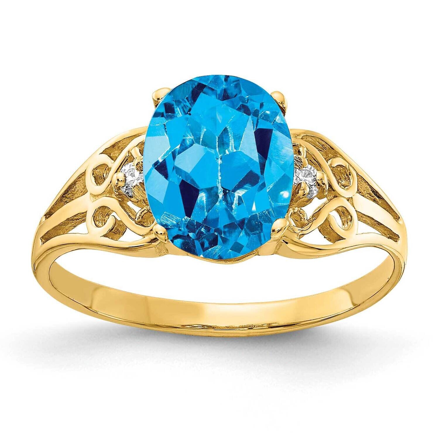 9x7mm Oval Blue Topaz Diamond Ring 14k Gold X6106BT_AA