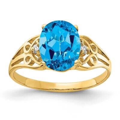 9x7mm Oval Blue Topaz Diamond Ring 14k Gold X6106BT_AA, MPN: X6106BT_AA, 883957534848