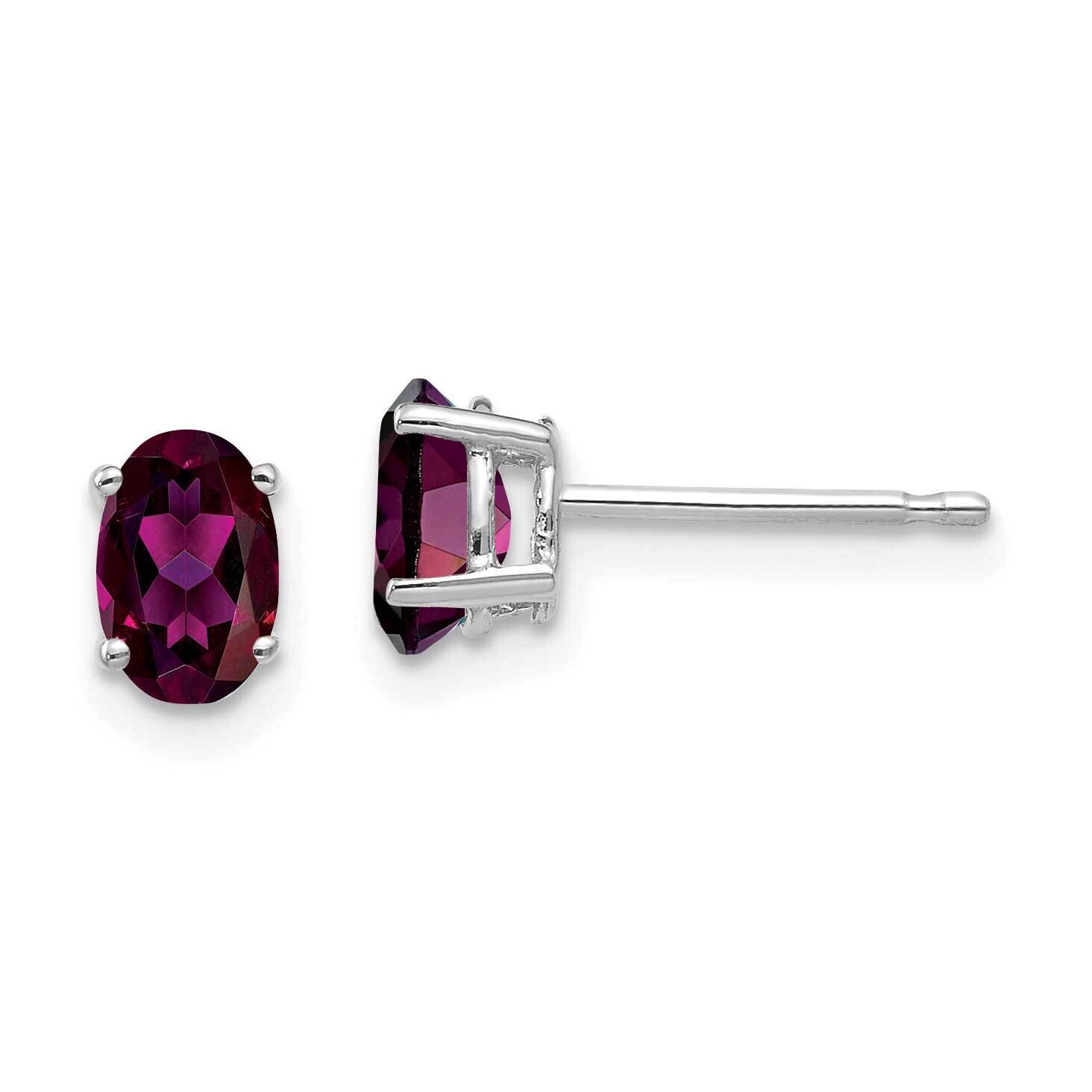 6x4mm Oval Rhodolite Garnet Earrings 14k White Gold XE86WRG, MPN: XE86WRG, 883957224831