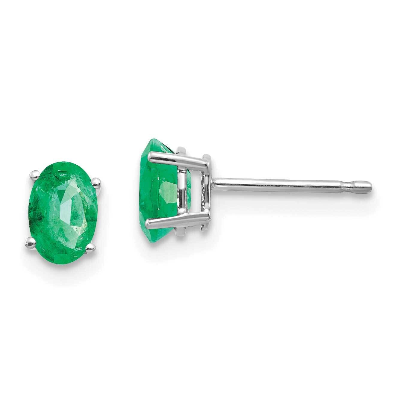 Emerald Earrings 14k White Gold XE86WE-B, MPN: XE86WE-B, 883957339030