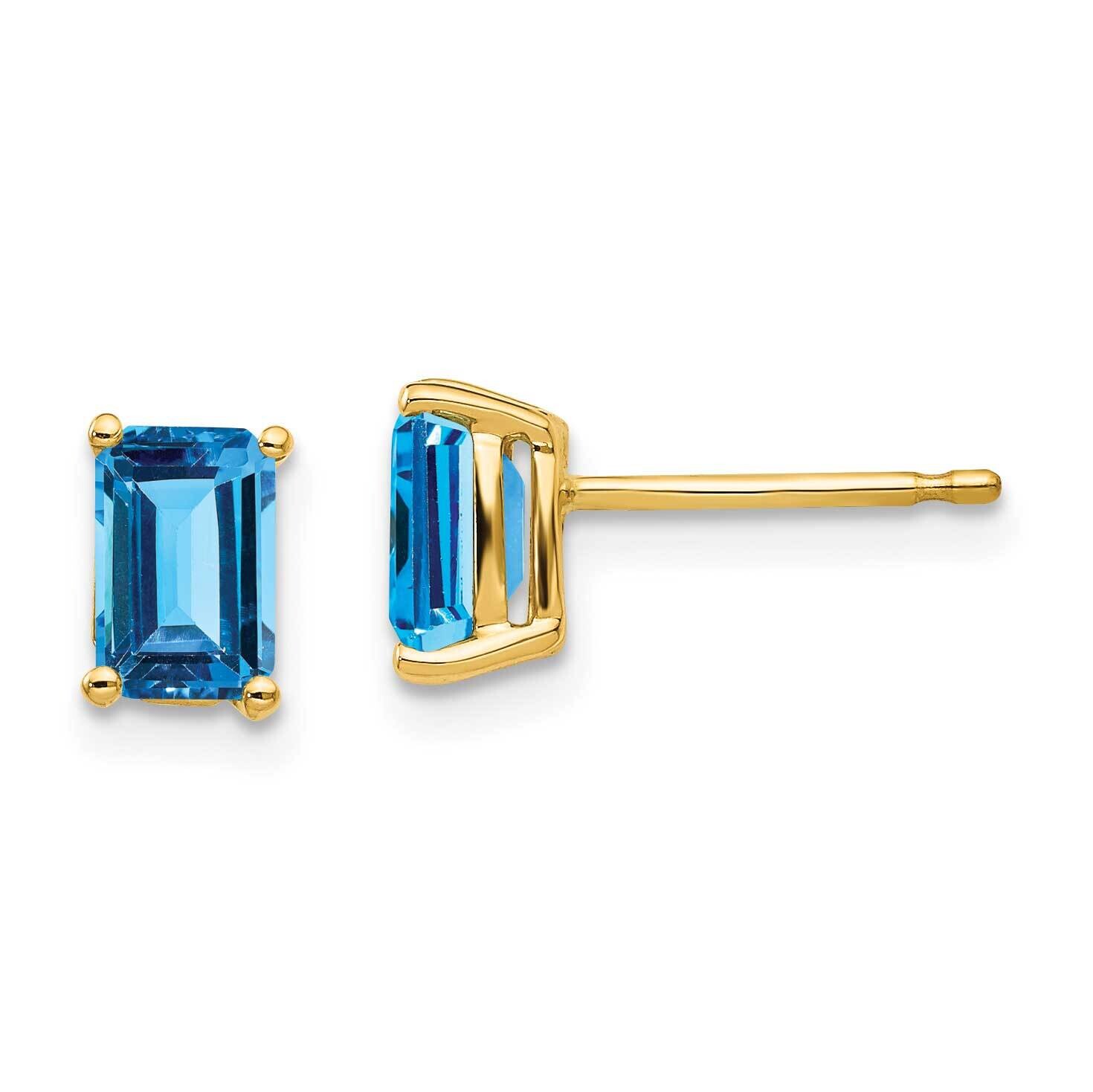 6x4mm Emerald Cut Blue Topaz Earrings 14k Gold XE65BT, MPN: XE65BT, 883957094854