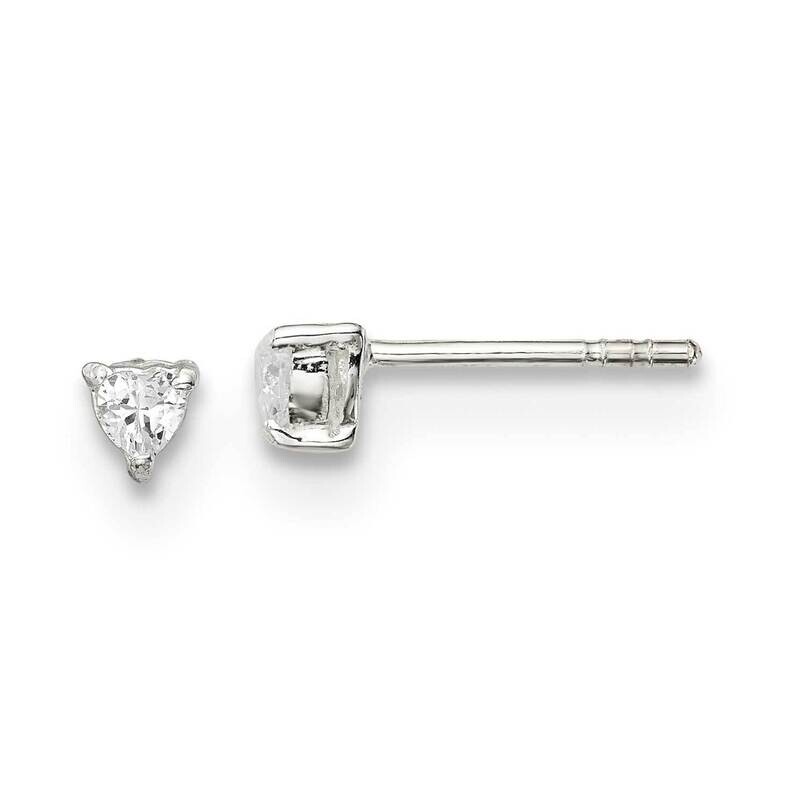3mm Heart Diamond Stud Earrings Sterling Silver QE3155, MPN: QE3155, 883957925462