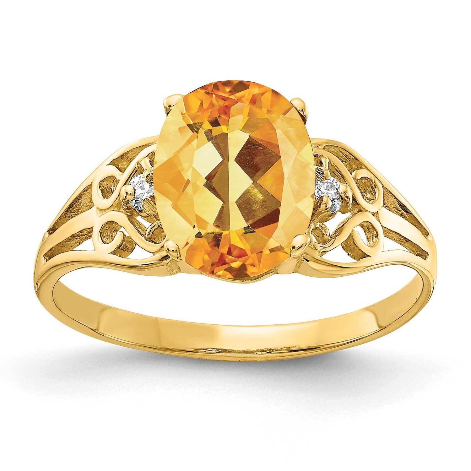 9x7mm Oval Citrine Diamond Ring 14k Gold X6106CI/A, MPN: X6106CI/A, 883957535043