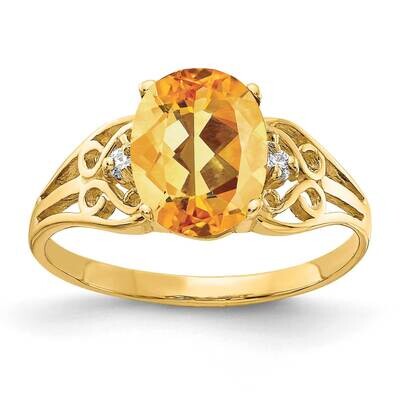 9x7mm Oval Citrine Diamond Ring 14k Gold X6106CI/A, MPN: X6106CI/A, 883957535043