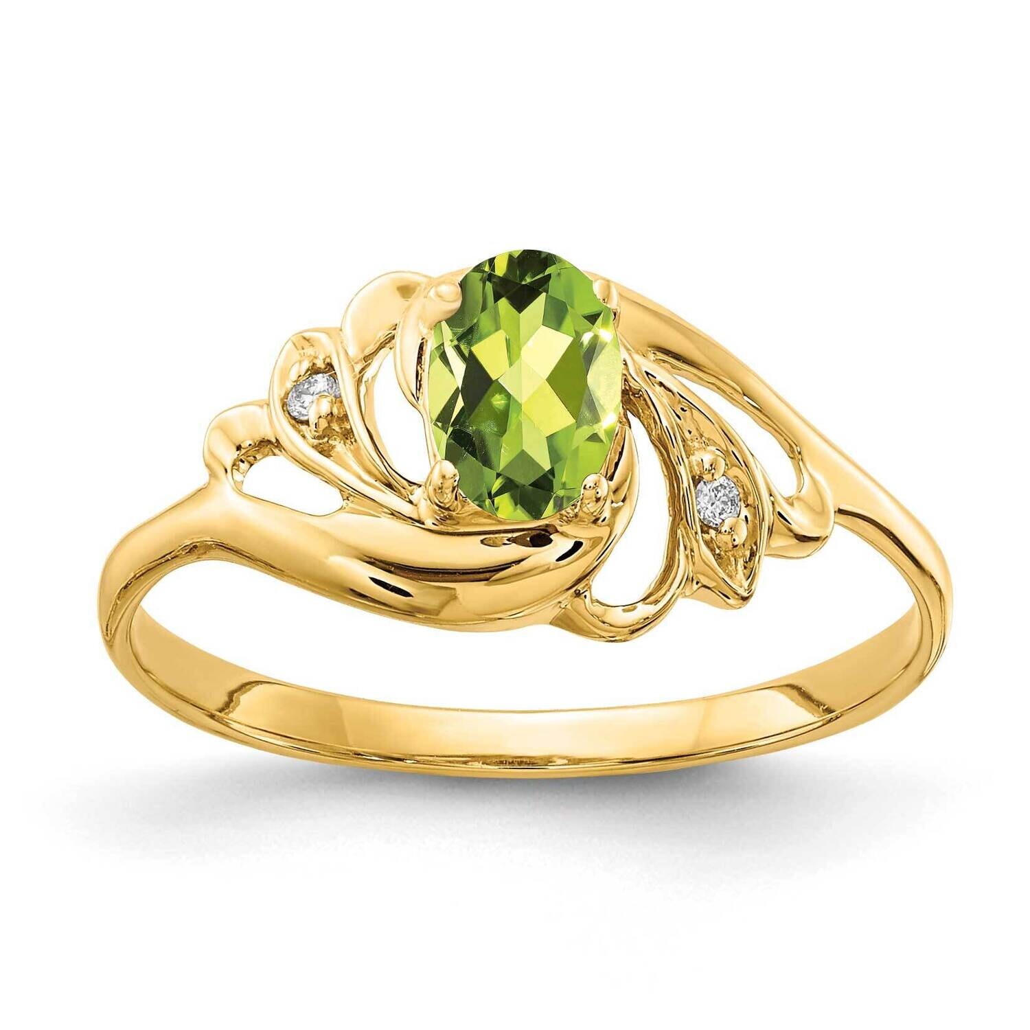 Peridot Diamond Ring 14k Gold 6x4mm Oval X9716PE/A, MPN: X9716PE/A, 883957635323