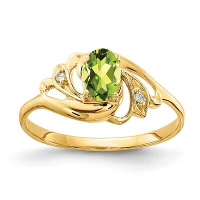 Peridot Diamond Ring 14k Gold 6x4mm Oval X9716PE/A, MPN: X9716PE/A, 883957635323