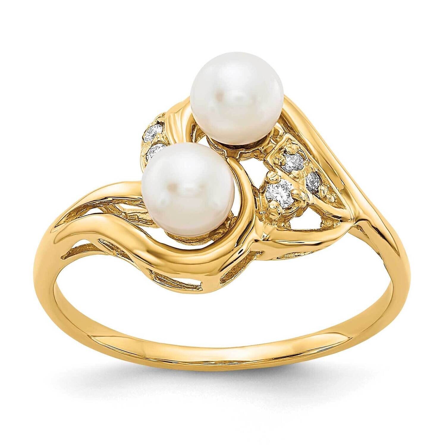 4mm Cultured Pearl Diamond ring 14k Gold Y4375PL/AA
