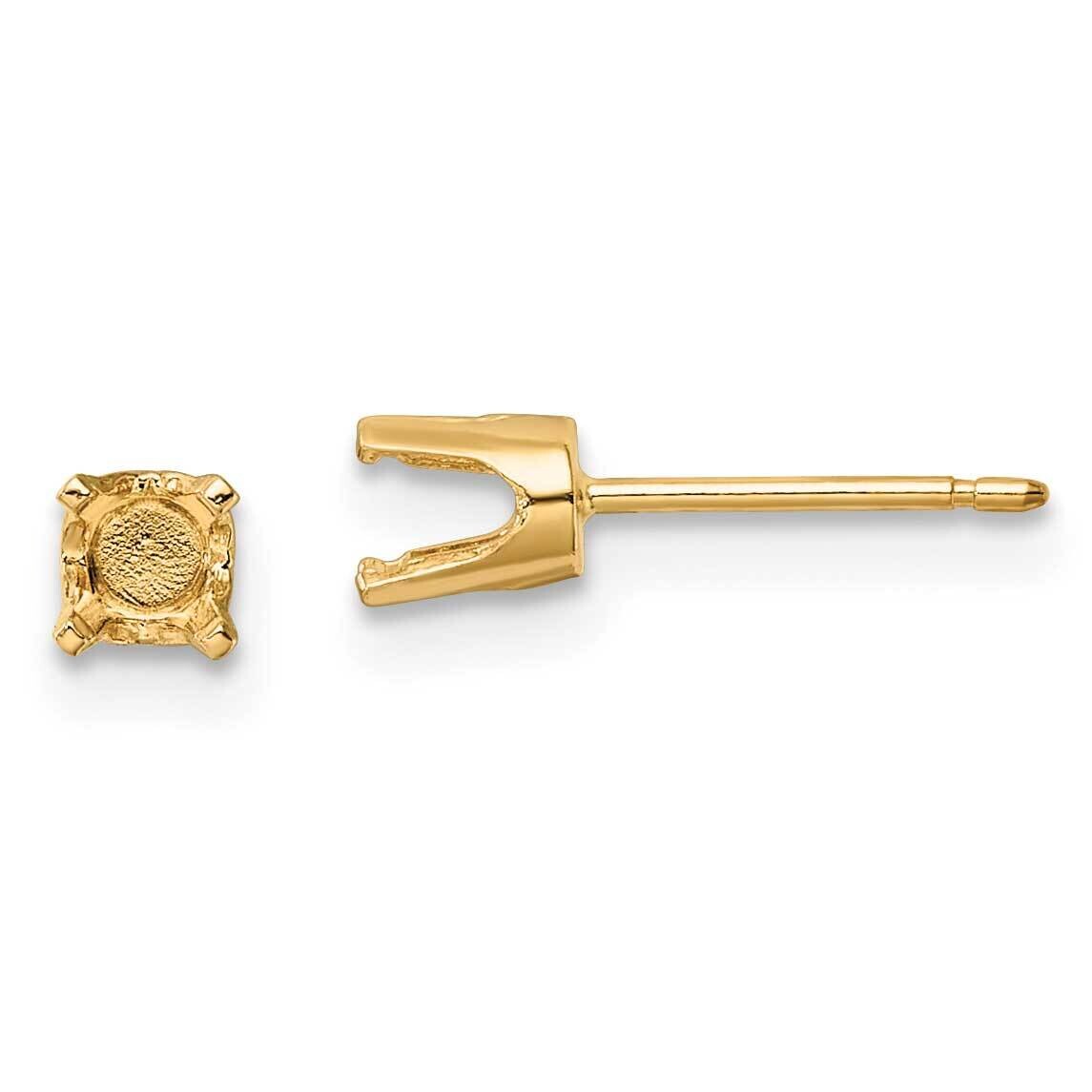 4mm Round Stud Earring Mounting with backs 14k Gold XD7, MPN: XD7,