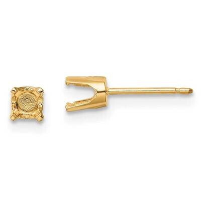 4mm Round Stud Earring Mounting with backs 14k Gold XD7, MPN: XD7,
