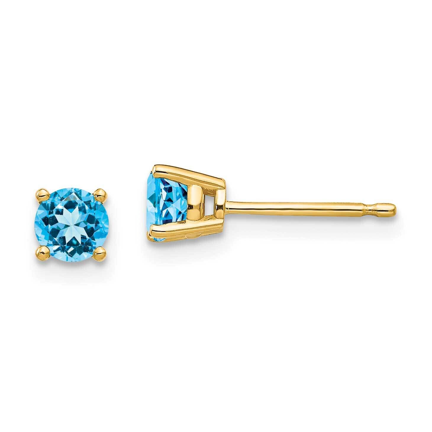 4mm Blue Topaz Earrings 14k Gold XE71BT, MPN: XE71BT, 883957338064