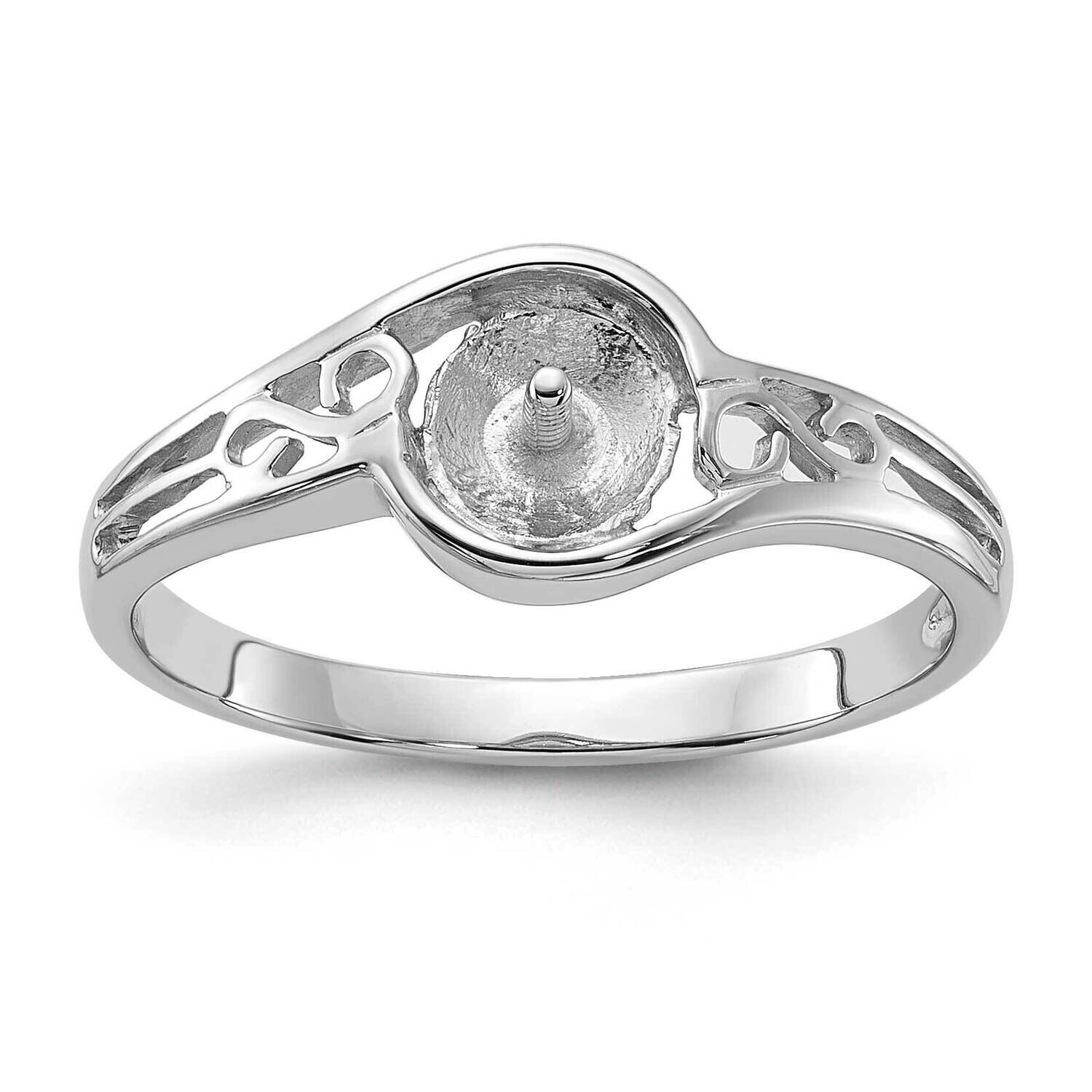 Polished Cultured Pearl Filigree Ring Mounting 14k White Gold Y1919