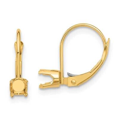 4mm Round Leverback Earring Mountings 14k Gold XLB39, MPN: XLB39,