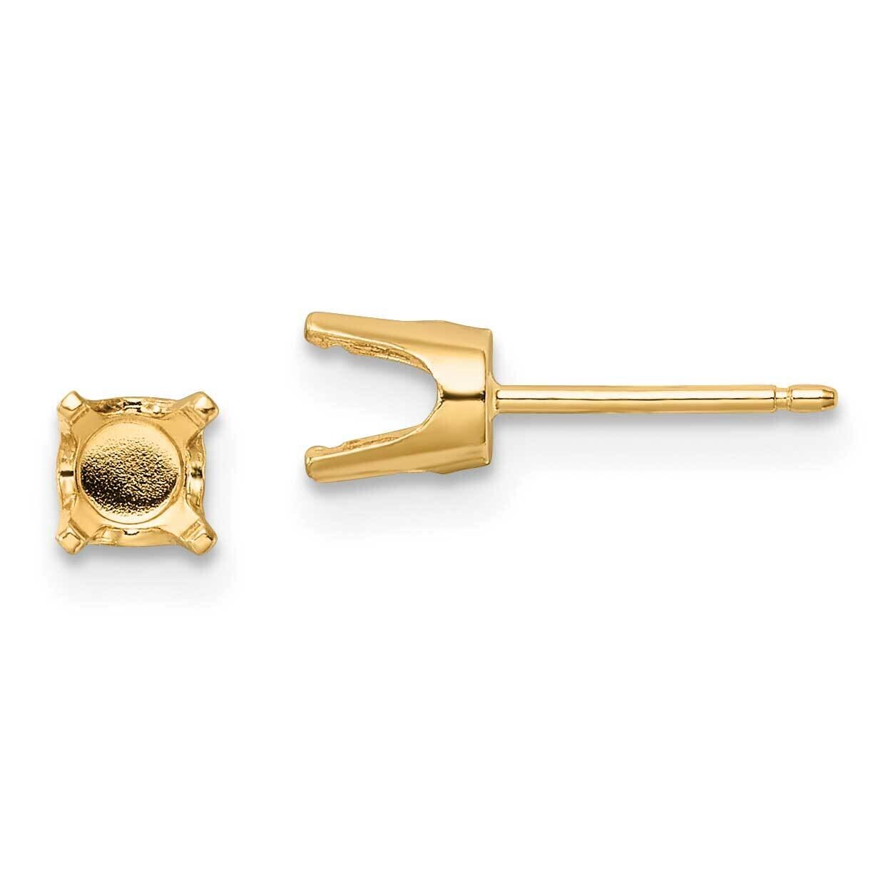 5mm Round Stud Earring Mounting with backs 14k Gold XD10, MPN: XD10,