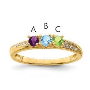 Genuine Stone &amp; Diamond Set Ring 14k Gold Family Jewelry XMR36/3GY, MPN: XMR36/3GY, 883957160436