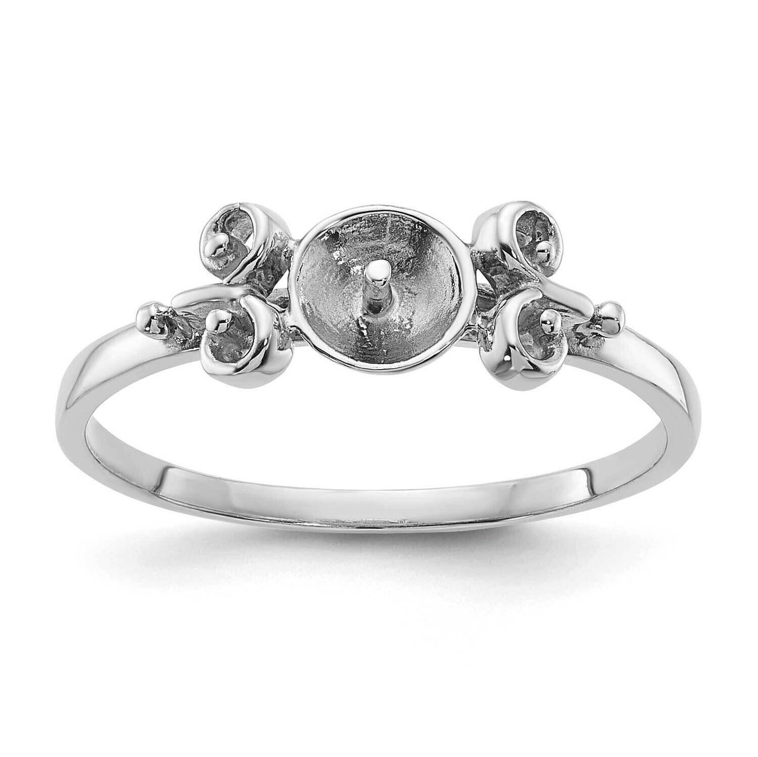 Polished Cultured Pearl Ring Mounting 14k White Gold Y1941