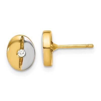 Rhodium CZ Fancy Post Earrings 14k Gold Polished YE163