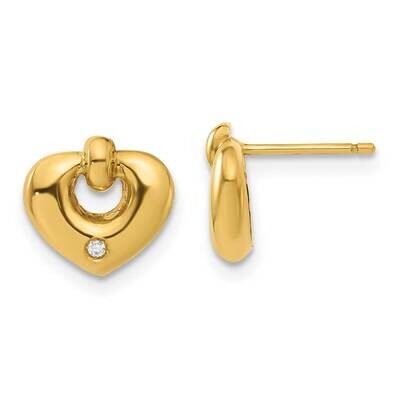 Heart with CZ Post Earrings 14k Gold Polished YE243