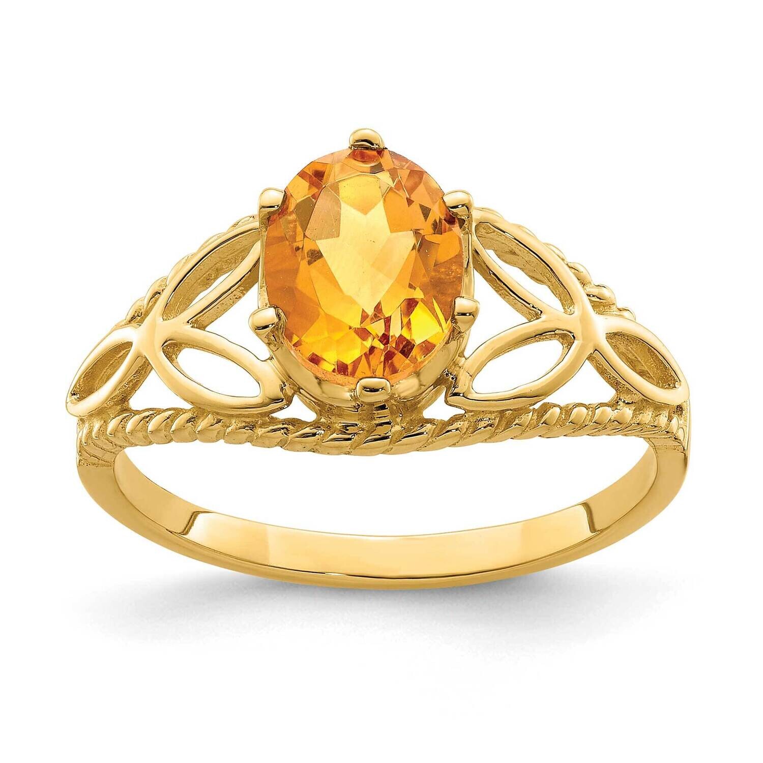 Citrine Ring 14k Gold 8x6mm Oval X6102CI, MPN: X6102CI, 883957532769