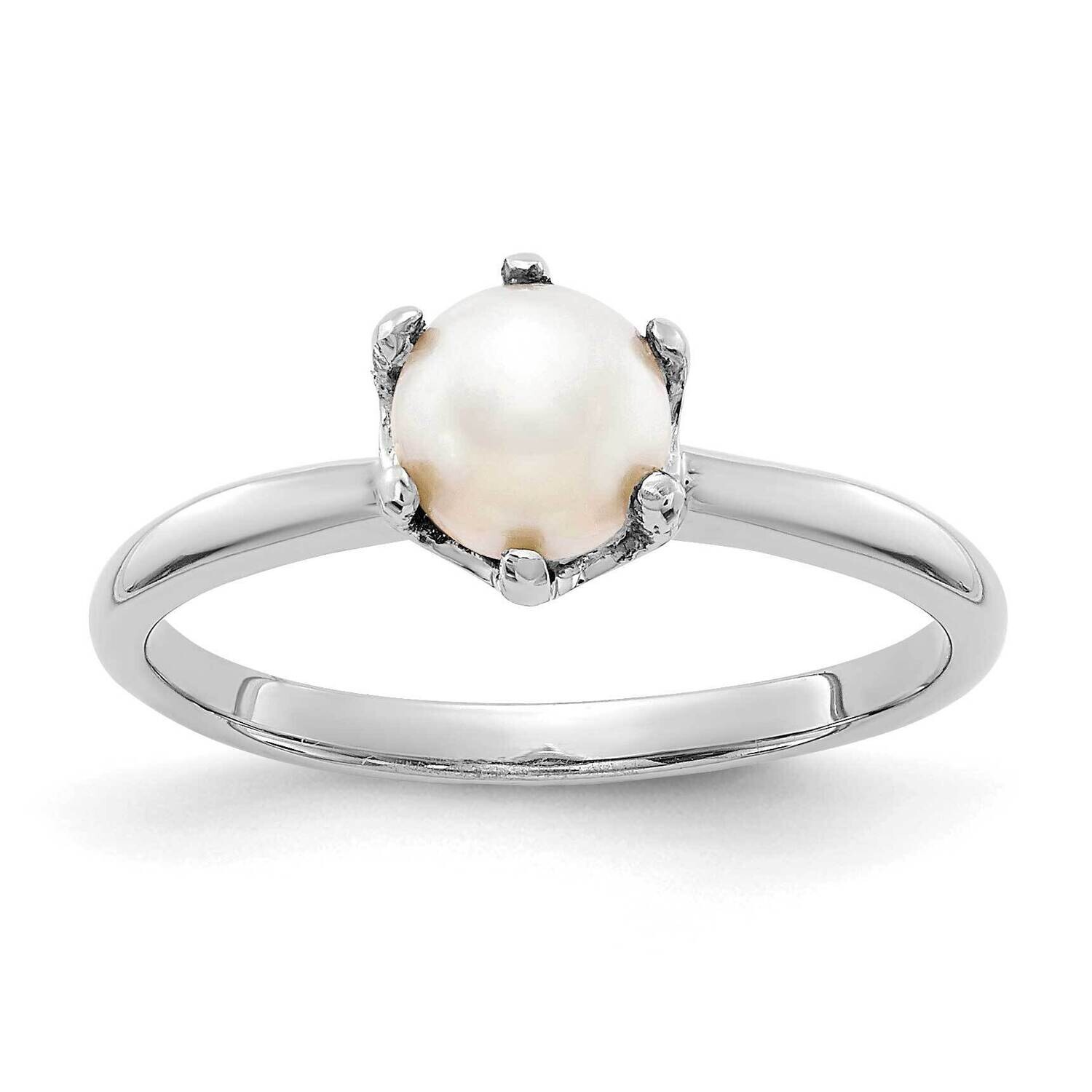 5.5mm Cultured Pearl ring 14k White Gold Y4353PL
