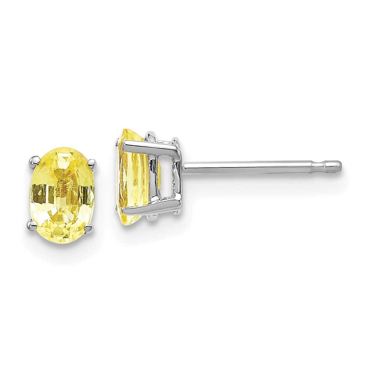 Yellow Sapphire Earrings 14k White Gold XE86WYS-B, MPN: XE86WYS-B, 883957106816