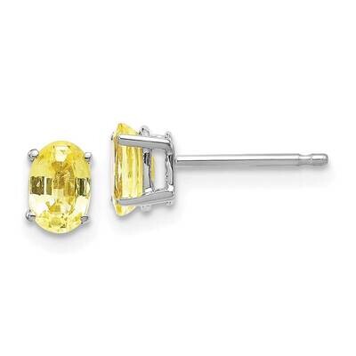 Yellow Sapphire Earrings 14k White Gold XE86WYS-B, MPN: XE86WYS-B, 883957106816