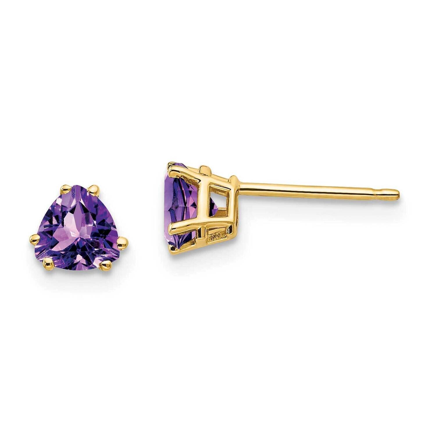 5mm Trillion Amethyst Earrings 14k Gold XE93AM, MPN: XE93AM, 883957341637