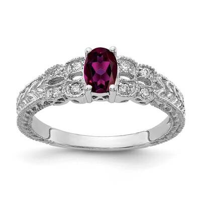 Rhodolite Garnet Diamond Ring 14k white Gold 6x4mm Oval Y2065RG/A, MPN: Y2065RG/A, 883957686134