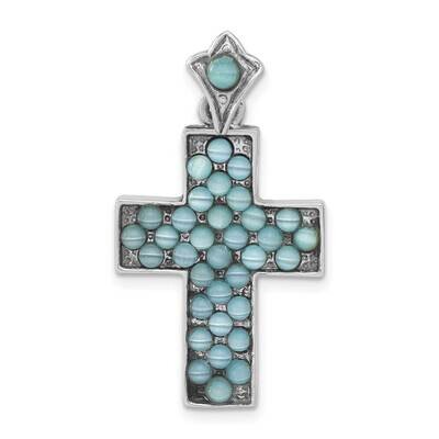 Cats Eye Cross Pendant Sterling Silver QC3264
