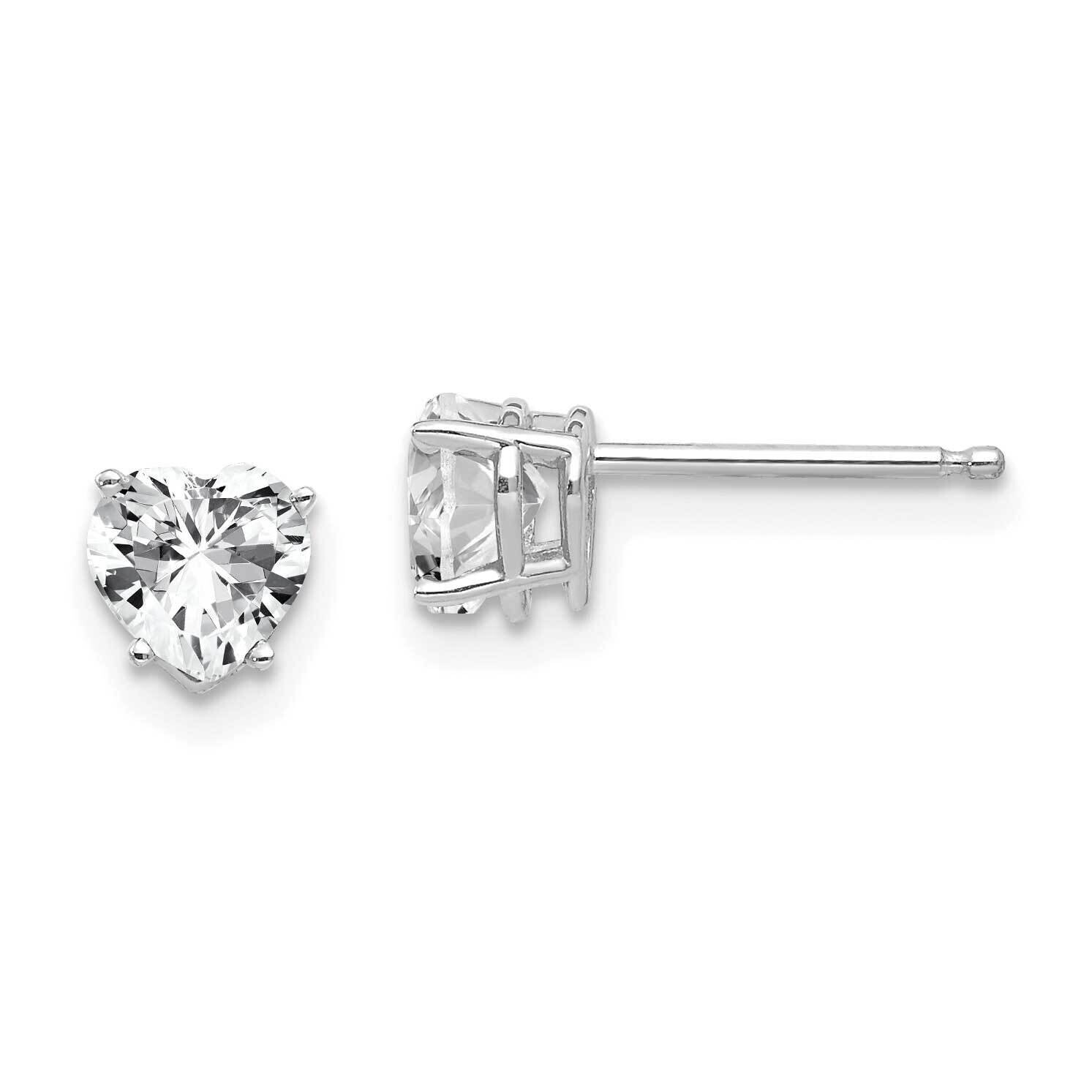 5mm Heart CZ Diamond Earrings 14k White Gold XE97WCZ Diamond, MPN: XE97WCZ, 883957110660