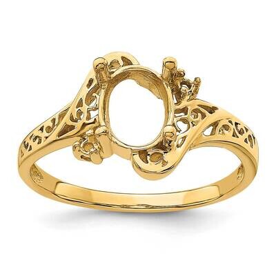 0.04ct. Diamond &amp; 9x7 Oval Gemstone Filigree Ring Mounting 14k Gold Polished X6107, MPN: X6107,