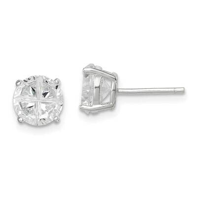 7mm Round Basket Set Diamond Stud Earrings Sterling Silver QE7483, MPN: QE7483, 883957578835