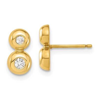 CZ Post Earrings 14k Gold Polished YE256
