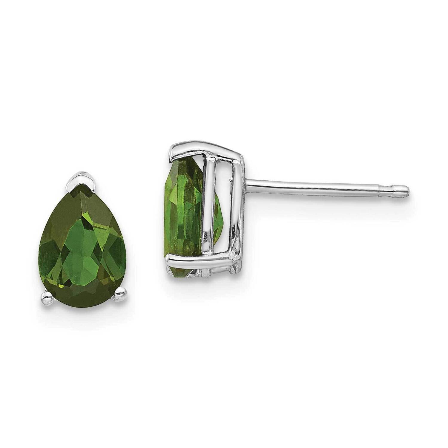 Green Tourmaline Earrings 14k White Gold XE80WGT-B, MPN: XE80WGT-B, 883957103365