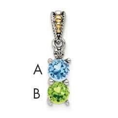 2-Stone Diamond Mothers Pendant Semi-Mount Sterling Silver Antiqued 14k QMPD24/2, MPN: QMPD24/2,