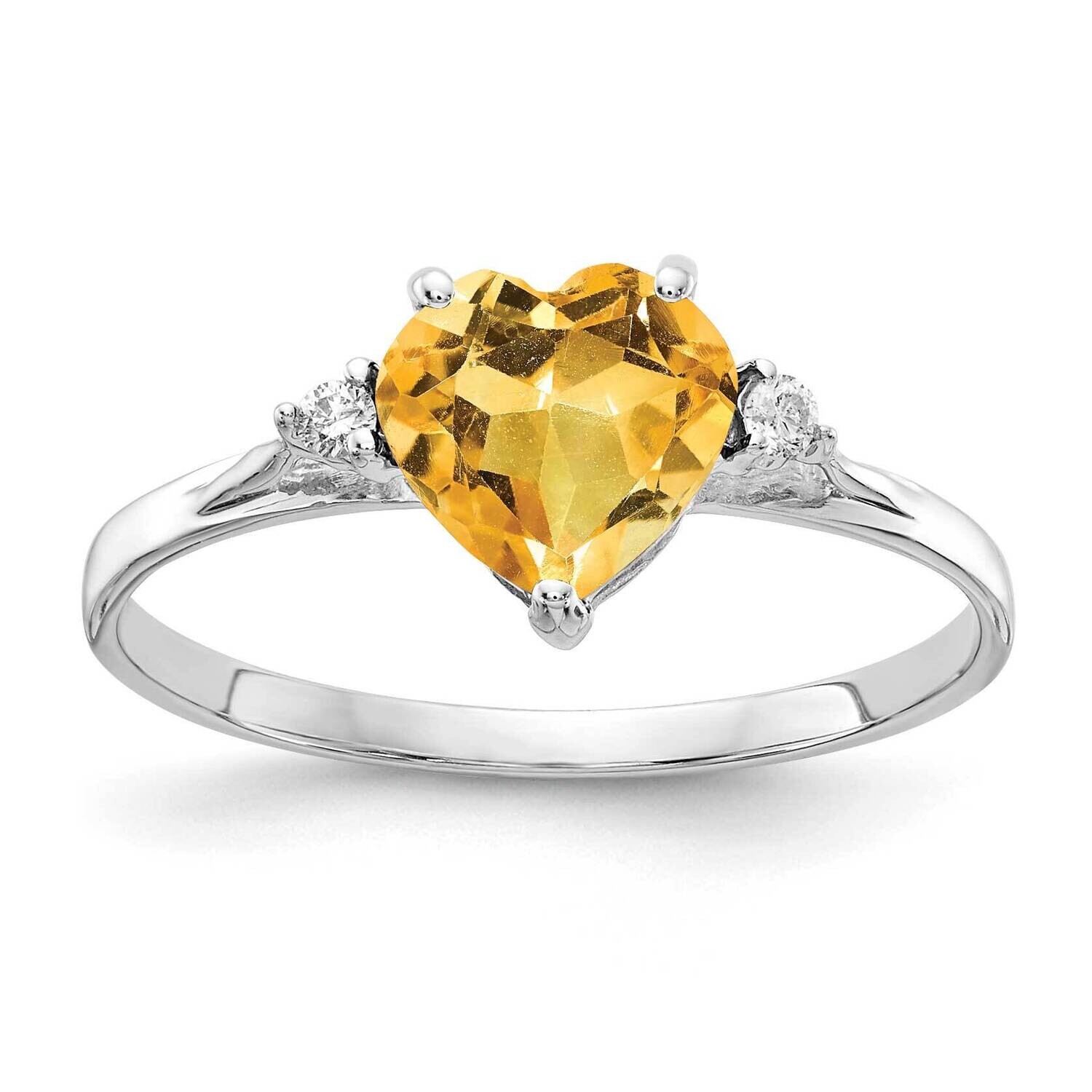 7mm Heart Citrine Diamond Ring 14k white Gold X9681CI/A, MPN: X9681CI/A, 883957579689