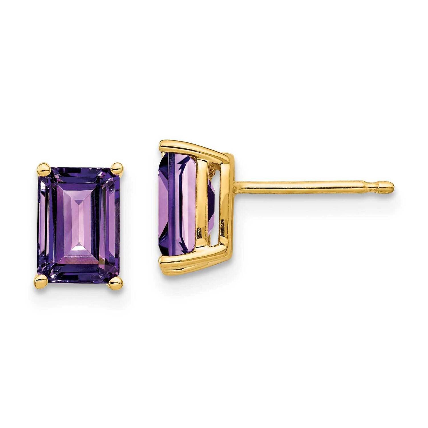 7x5mm Emerald Cut Amethyst Earrings 14k Gold XE66AM, MPN: XE66AM, 883957095783