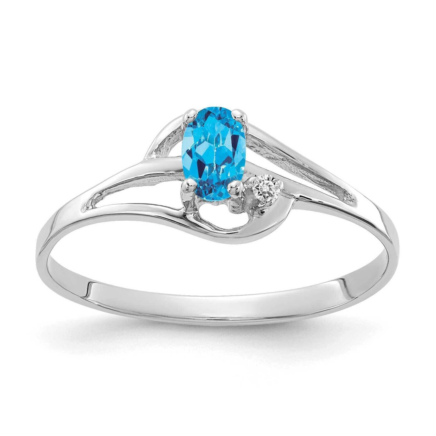 Blue Topaz Diamond Ring 14k white Gold 5x3mm Oval X9713BT/A, MPN: X9713BT/A, 883957640020