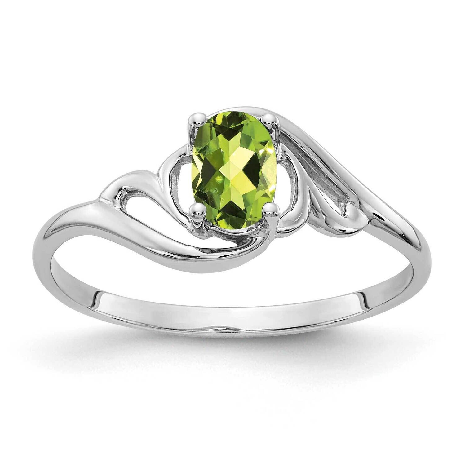 Peridot Ring 14k white Gold 6x4mm Oval Y2094PE