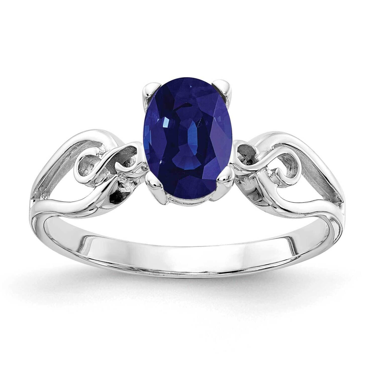 Sapphire Ring 14k white Gold 8x6mm Oval Y2236S