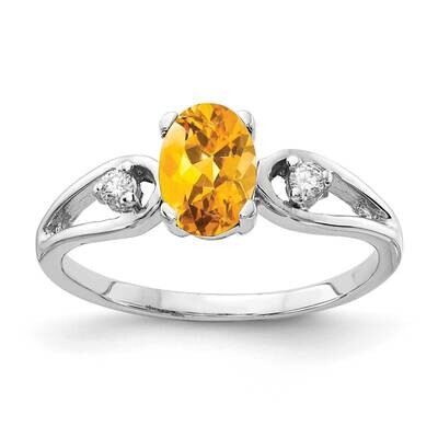 7x5mm Oval Citrine Diamond Ring 14k White Gold Y2190CI_AA, MPN: Y2190CI_AA, 883957551296