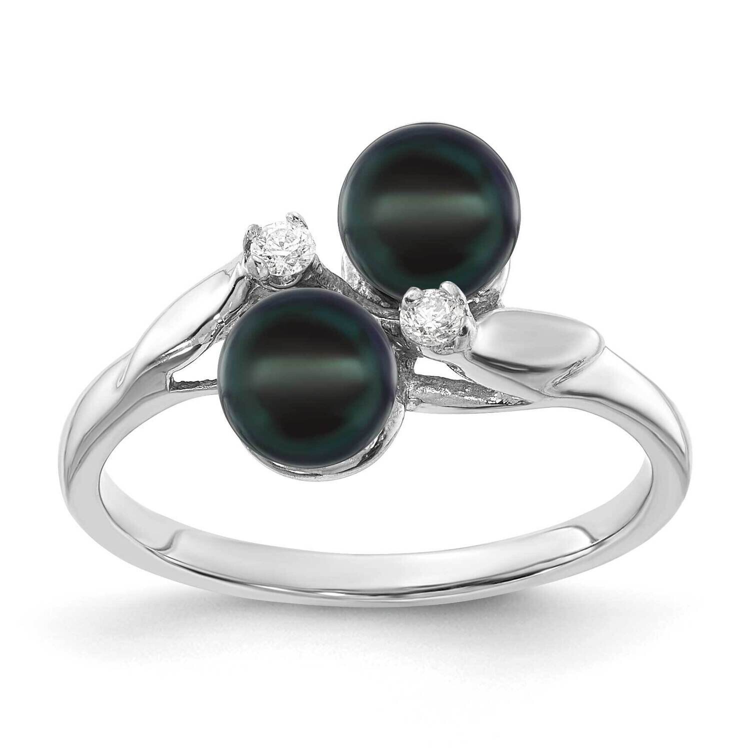 5mm Black Fresh Water Cultured Pearl Diamond Ring 14k white Gold Y1880BP/A, MPN: Y1880BP/A, 8839570…