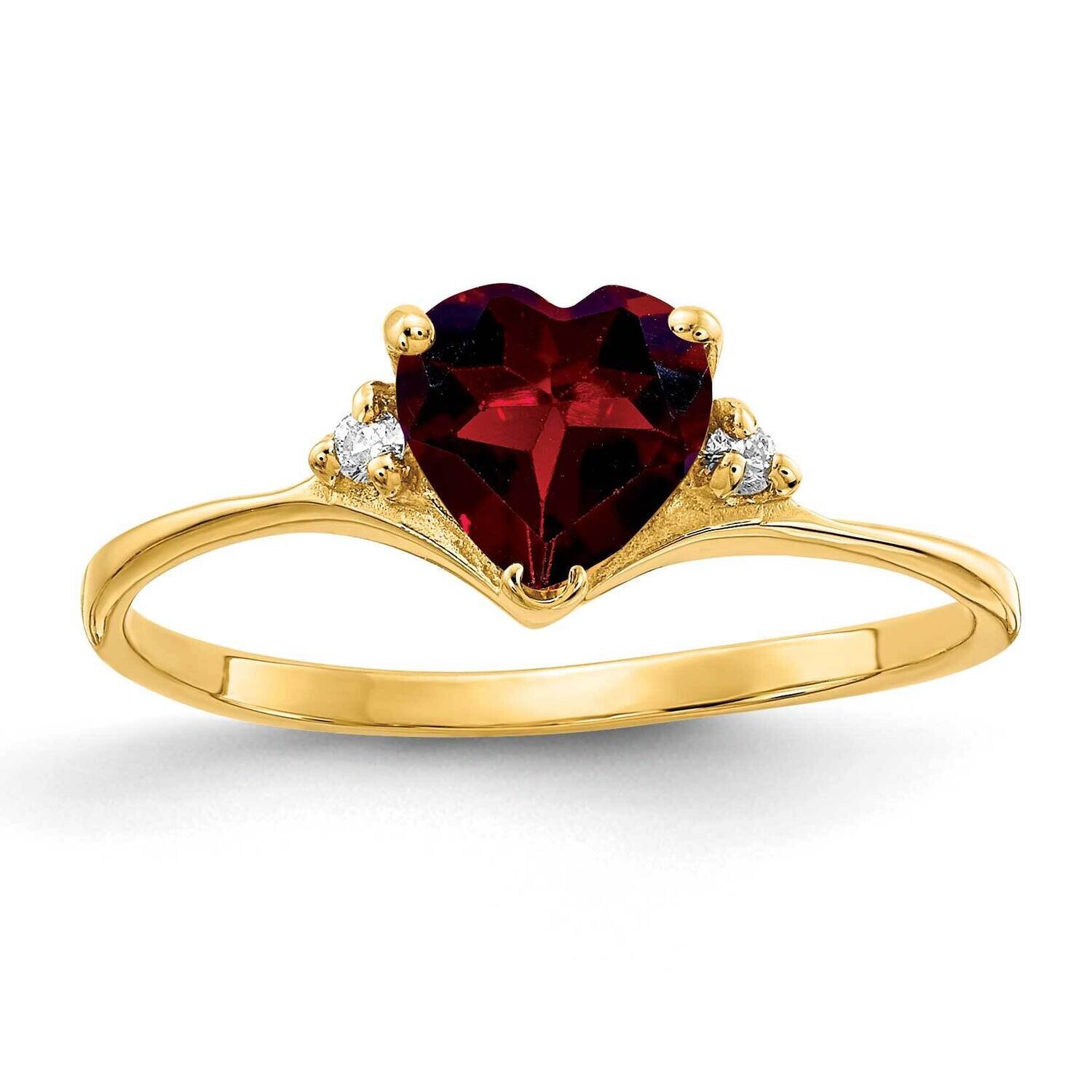 6mm Heart Garnet Diamond Ring 14k Gold Y2185GA/A